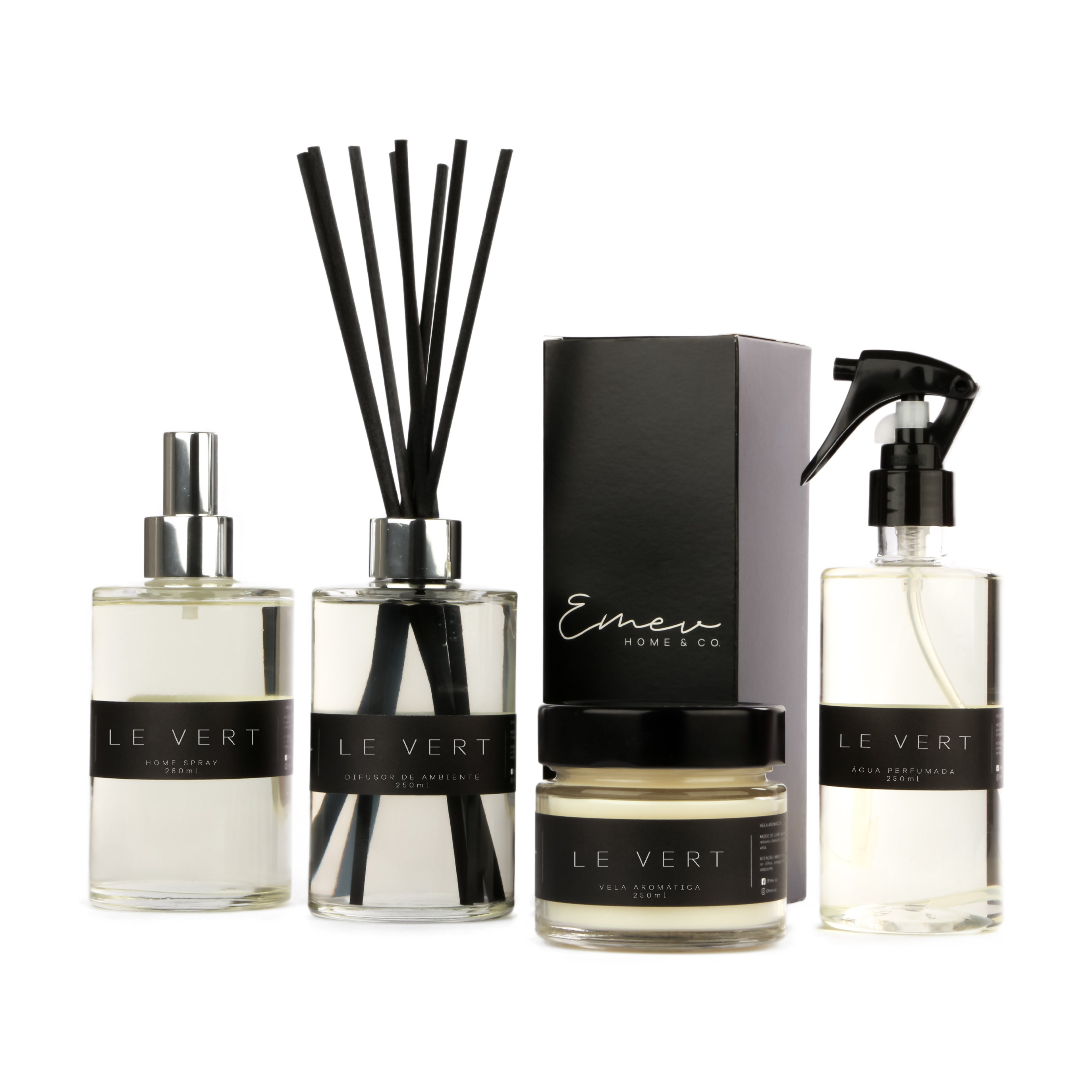 Kit Home Spray + Difusor de Ambiente + Água Perfumada + Vela Aromática - Linha Le Vert