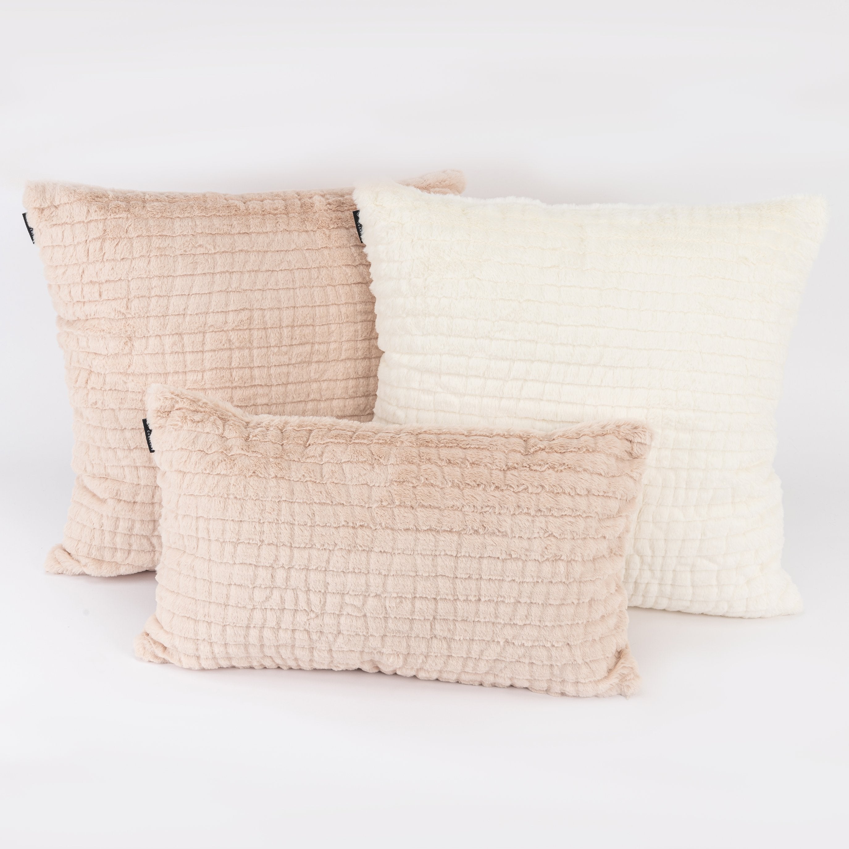 Kit Capa de Almofada Pelúcia Off White + Pelúcia Nude + Pelúcia Nude Mini