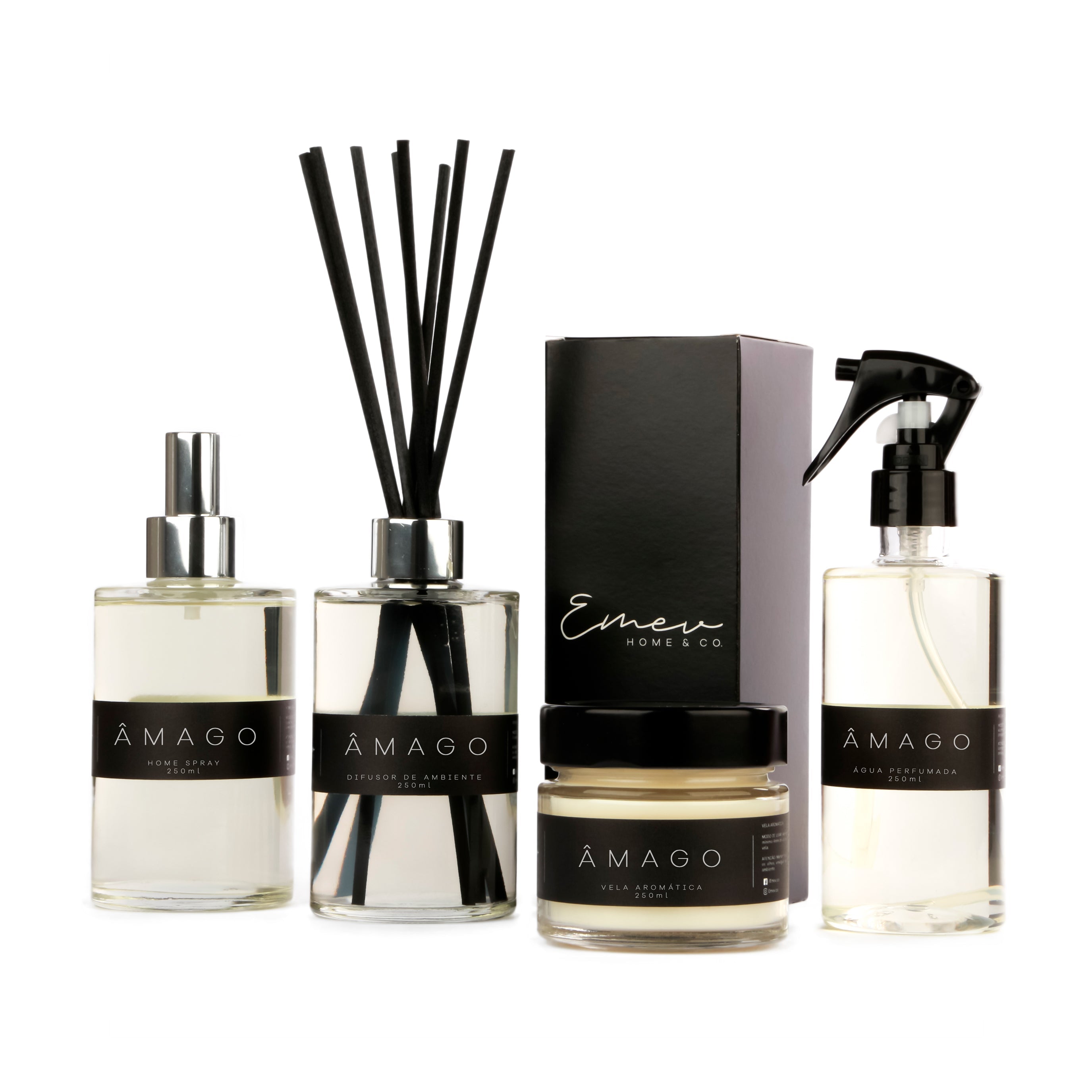 Kit Home Spray + Difusor de Ambiente + Água Perfumada + Vela Aromática - Linha Âmago