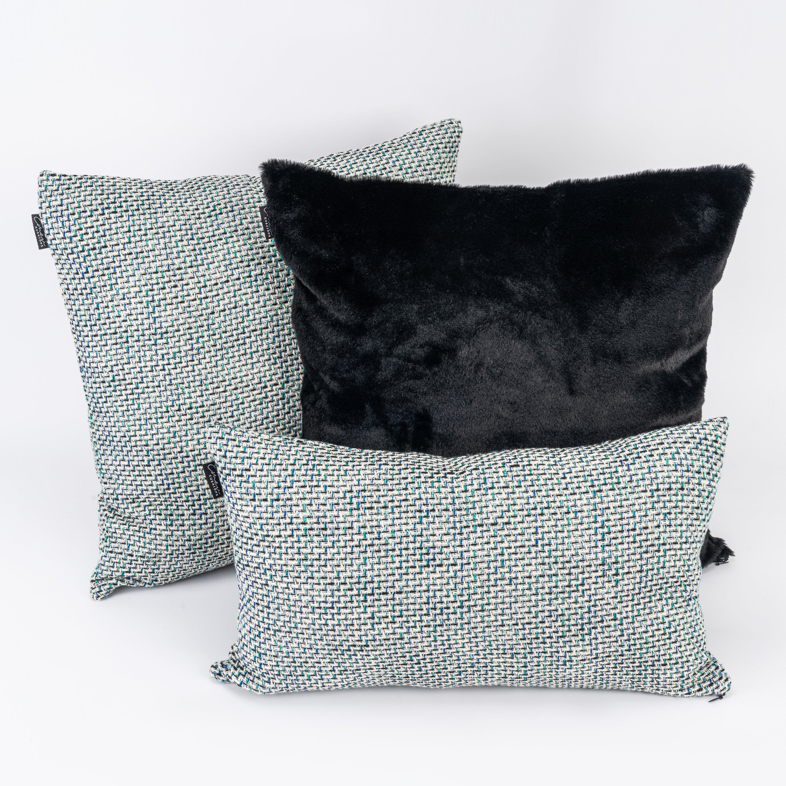 Kit Capa de Almofada Tweed + Plush Black + Tweed Mini