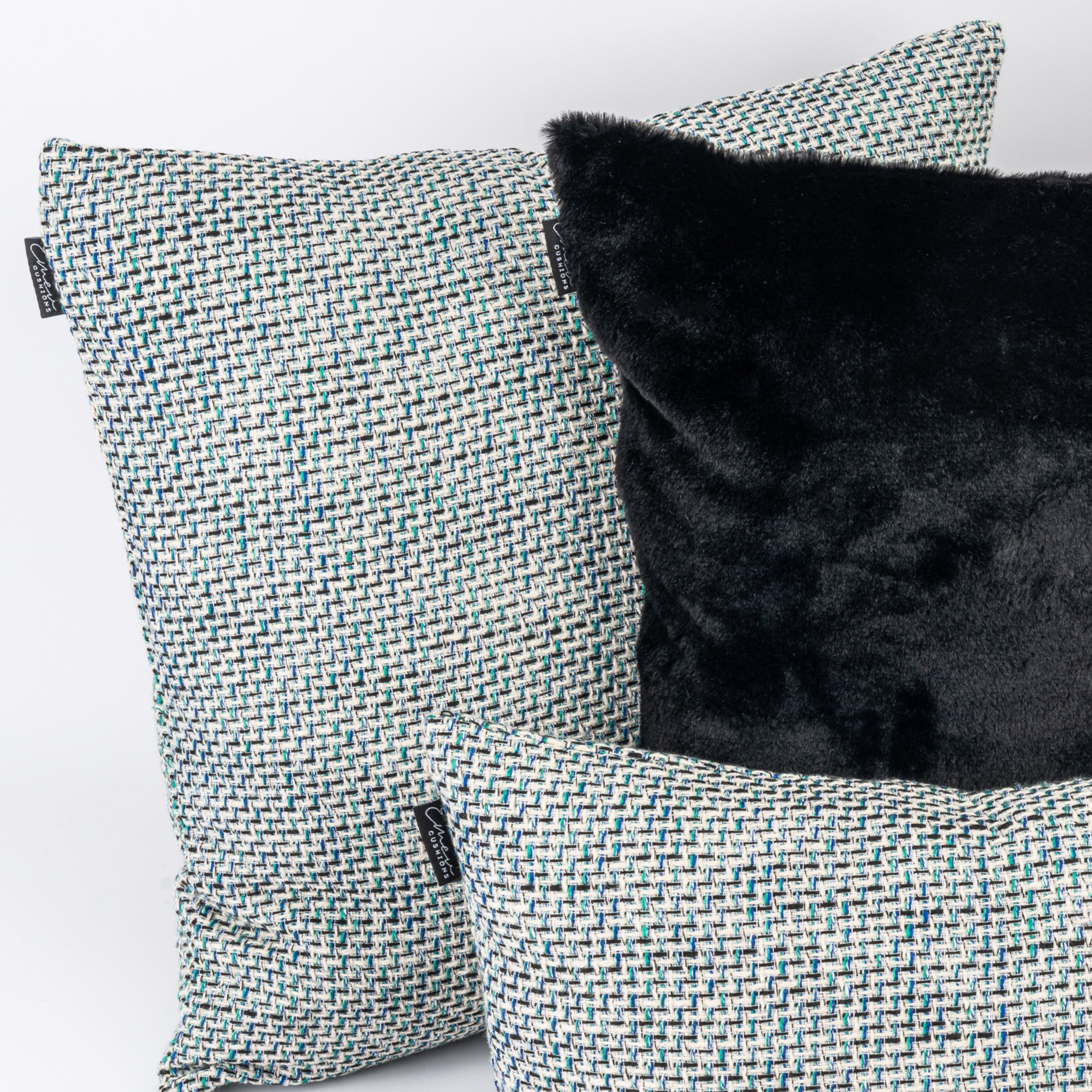 Kit Capa de Almofada Tweed + Plush Black + Tweed Mini