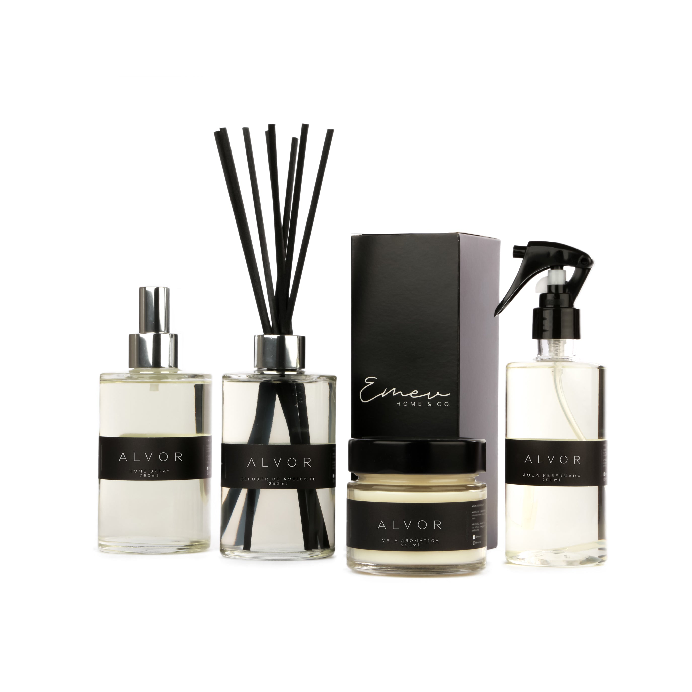 Kit Home Spray + Difusor de Ambiente + Água Perfumada + Vela Aromática- Linha Alvor - Pera