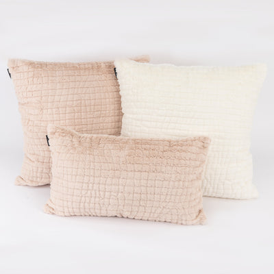 Kit Capa de Almofada Pelúcia Off White + Pelúcia Nude + Pelúcia Nude Mini