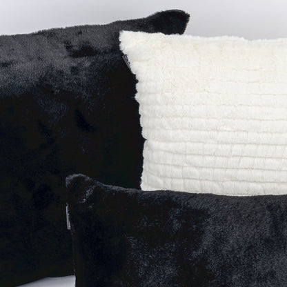 Kit Capa de Almofada Plush Black + Pelúcia Off White + Plush Black Mini
