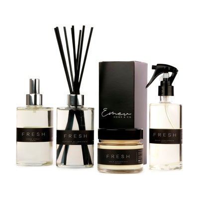 Kit Home Spray + Difusor de Ambiente + Água Perfumada + Vela Aromática - Linha Fresh
