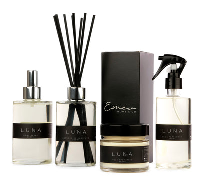Kit Home Spray + Difusor de Ambiente + Água Perfumada + Vela Aromática - Linha Luna